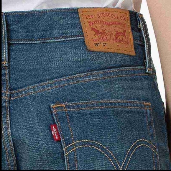 LEVIS 501 CT Distressed Medium Wash Boyfriend Fit Jeans - Picture 9 of 11